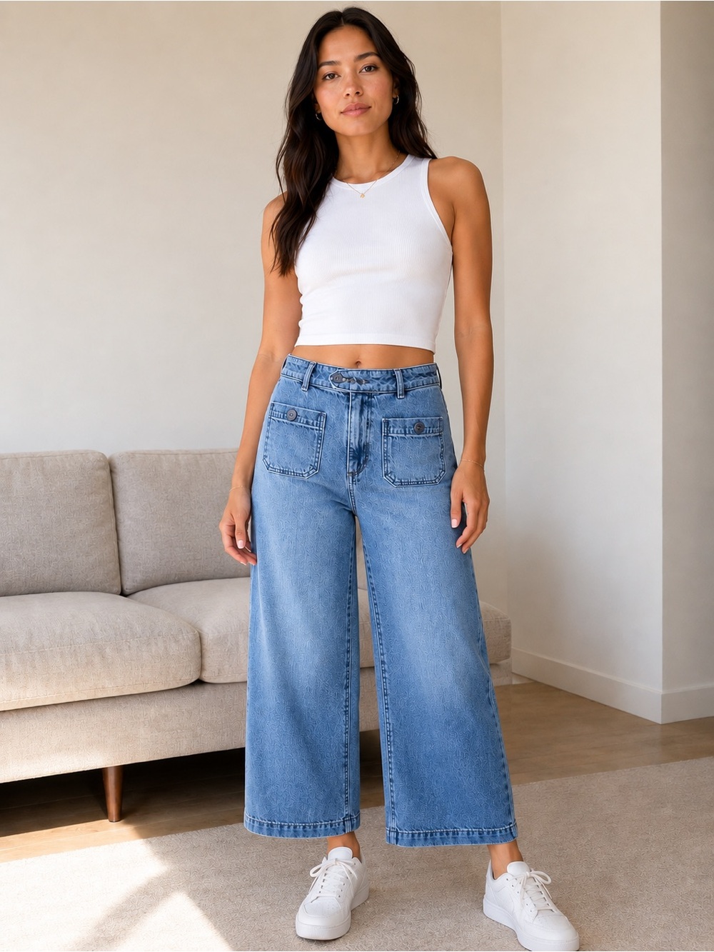 LOFT The Wide Leg Cropped Jeans | Size 27 Petite / 4 Petite | Light Wash Denim